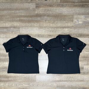 Heineken Nike Golf Polo Shirt Womens L Black Performance Embroidered Bundle Lot
